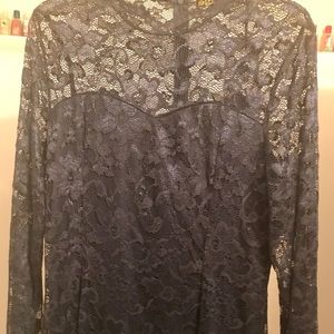 Navy blue special occasion lace lined dress